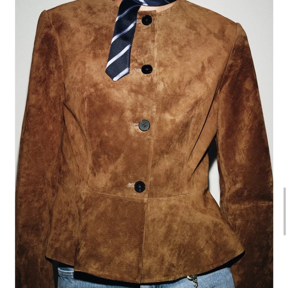 Zara Jackets & Blazers - Zara NWT 100% leather jacket with flared hem 6318/232